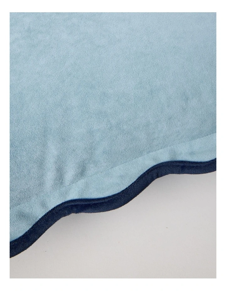 Velvet Scalloped Cushion in Duck Egg Blue image 2