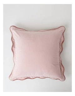 Velvet Scalloped Cushion in Deep Pink