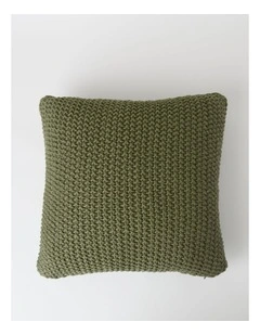 Norwood Knitted Cushion in Olive