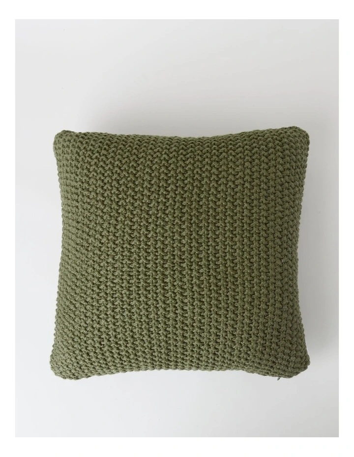 Norwood Knitted Cushion in Olive image 1