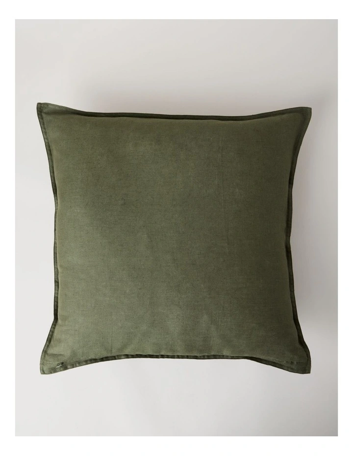 Sandy Cape Linen Cushion in Olive image 3