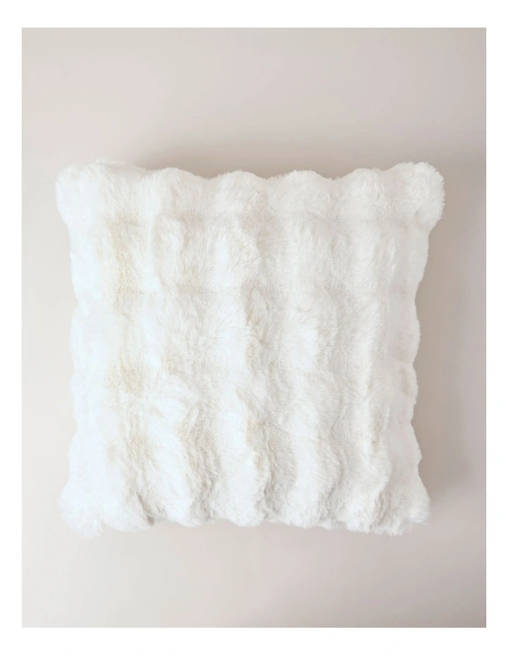 Evelyn Faux Fur Cushion in Cream image 1
