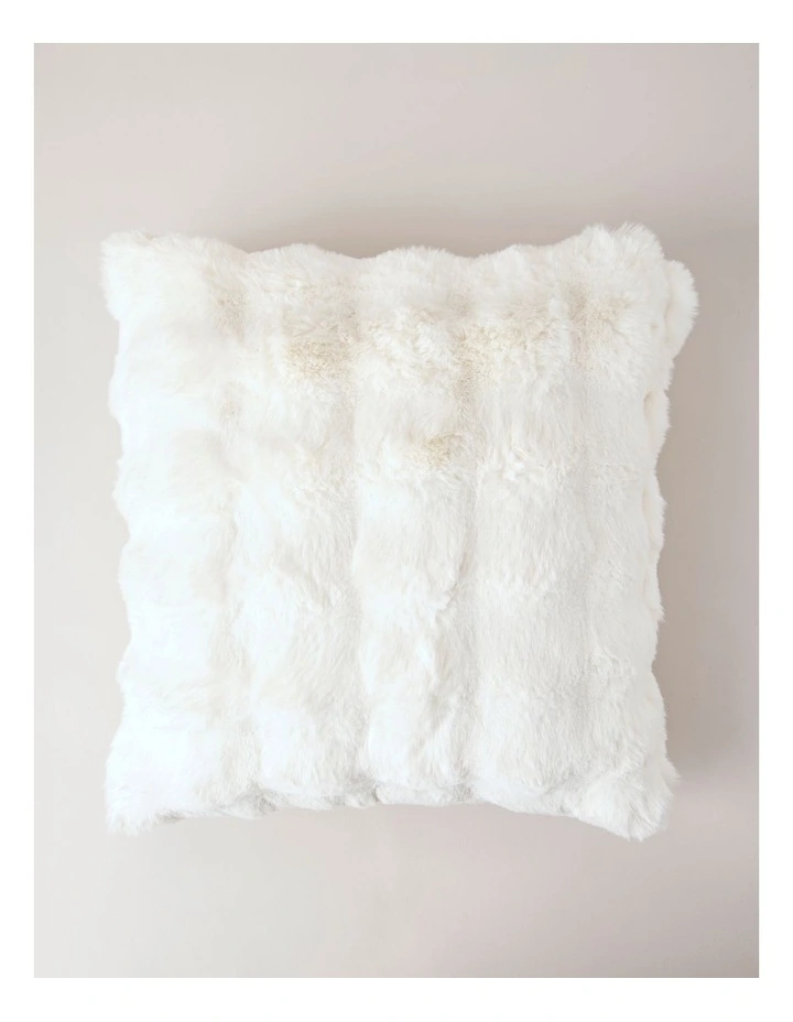 Evelyn Faux Fur Cushion in Cream image 3
