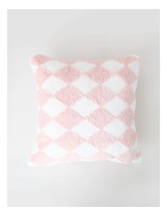 Diamonds Faux Fur Cushion in Pink