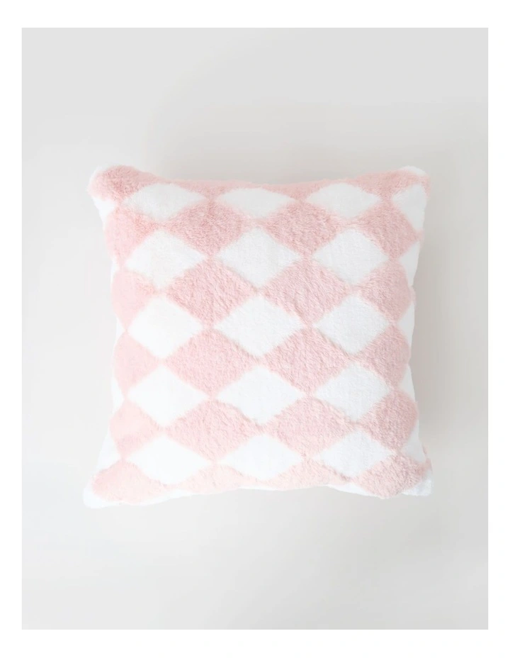 Diamonds Faux Fur Cushion in Pink image 1
