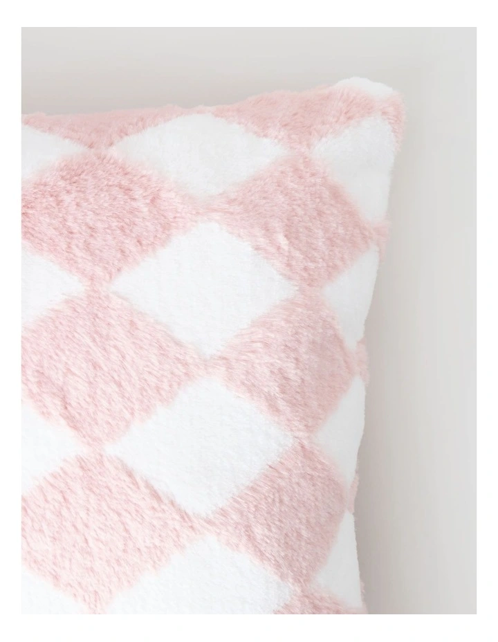 Diamonds Faux Fur Cushion in Pink image 2