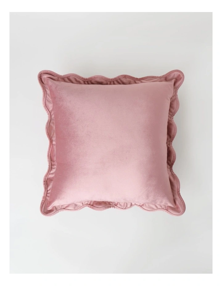 Velvet Scalloped Cushion in Rose image 1