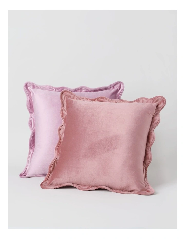 Velvet Scalloped Cushion in Rose image 2