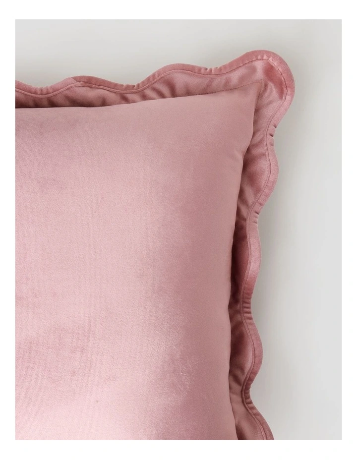 Velvet Scalloped Cushion in Rose image 3
