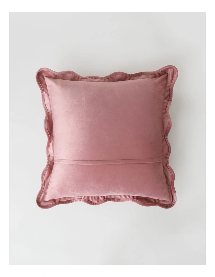Velvet Scalloped Cushion in Rose image 4