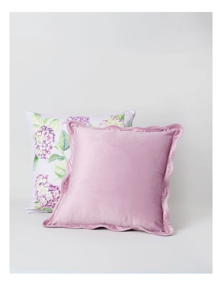 Velvet Scalloped Cushion in Lavender image 2