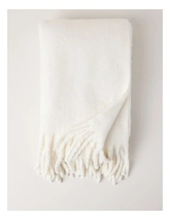 Faux Mohair Throw in Coconut Milk