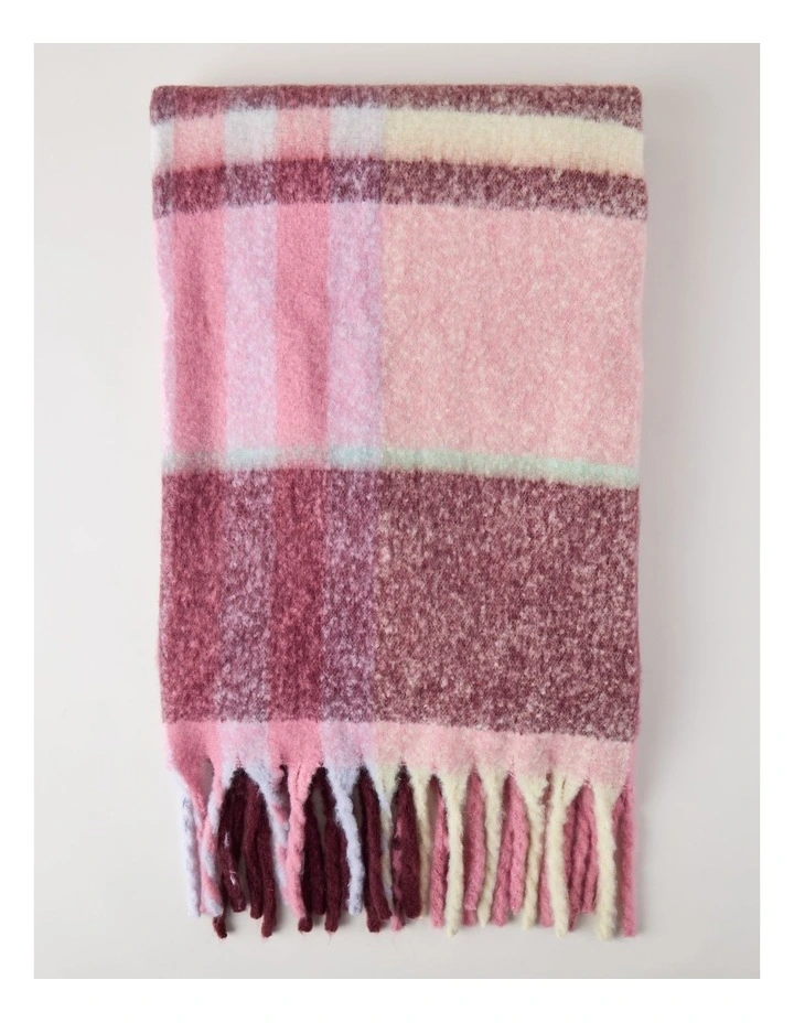 Vue Faux Mohair Check Throw in Berry image 1