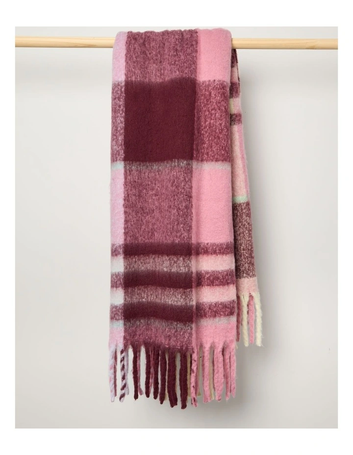 Vue Faux Mohair Check Throw in Berry image 4