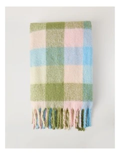 Faux Mohair Check Throw in Baby Blue