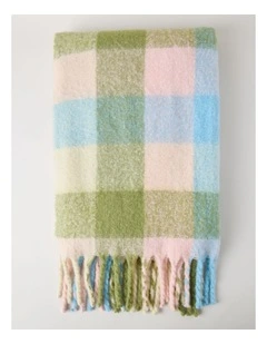 Faux Mohair Check Throw in Baby Blue