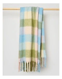 Faux Mohair Check Throw in Baby Blue