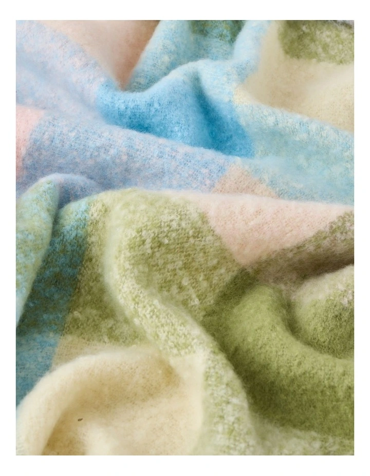 Faux Mohair Check Throw in Baby Blue image 2