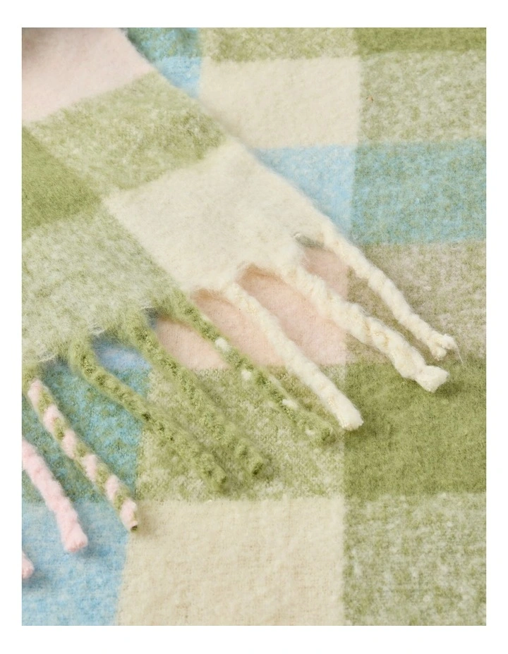 Faux Mohair Check Throw in Baby Blue image 4