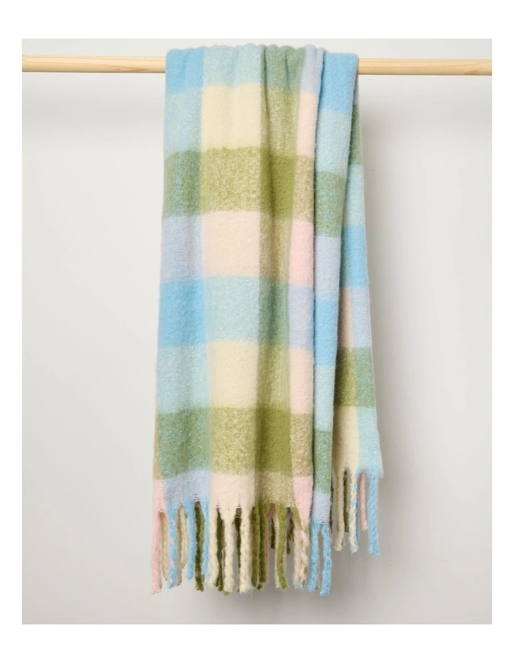 Faux Mohair Check Throw in Baby Blue image 4