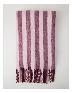 Faux Mohair Throw in Pink Stripe