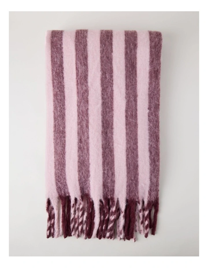 Faux Mohair Throw in Pink Stripe image 1