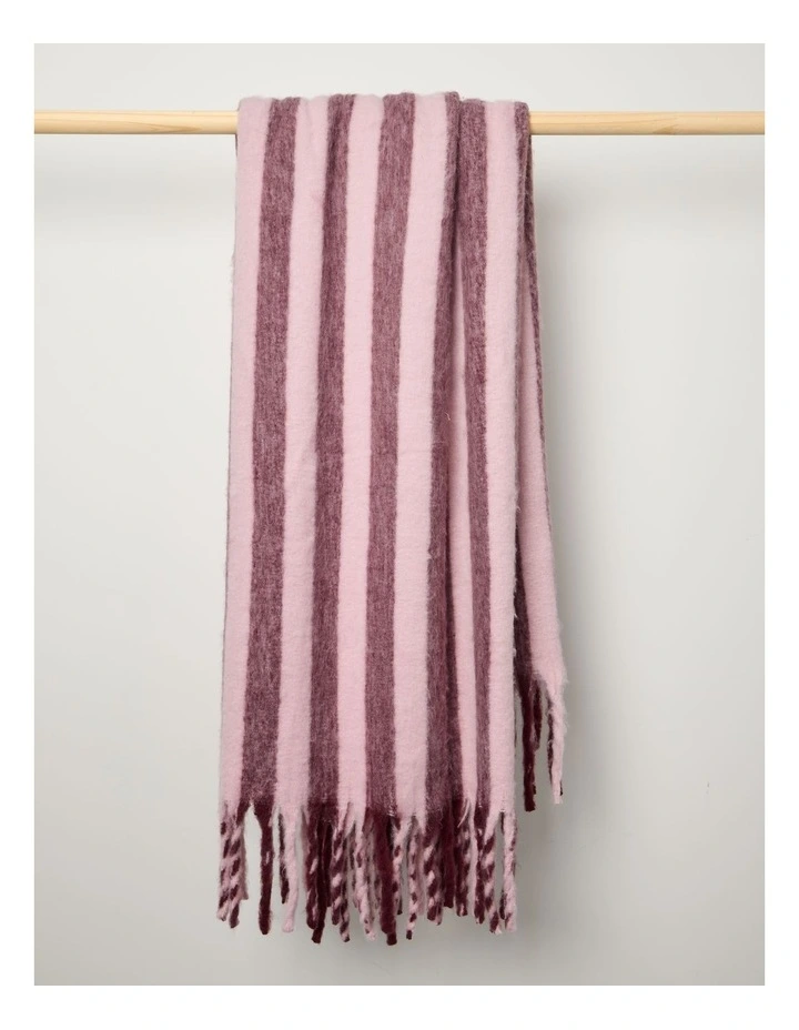 Faux Mohair Throw in Pink Stripe image 4
