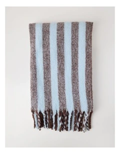 Faux Mohair Stripe Throw in Baby Blue