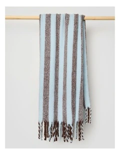 Faux Mohair Stripe Throw in Baby Blue