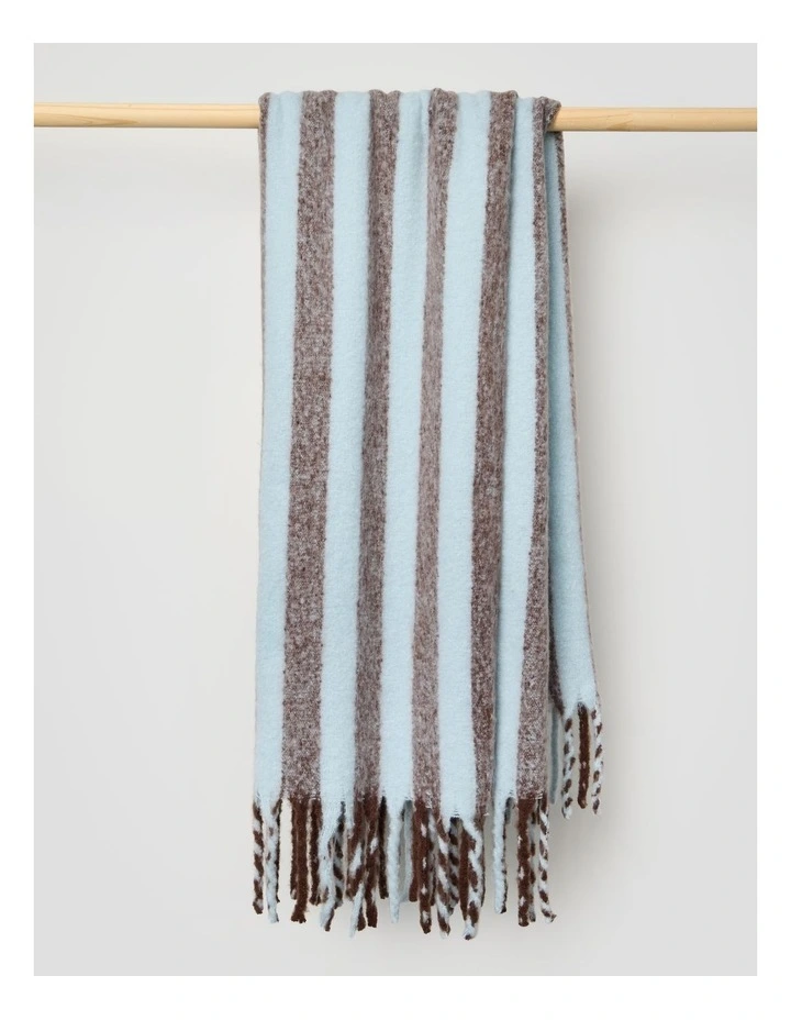 Faux Mohair Stripe Throw in Baby Blue image 1