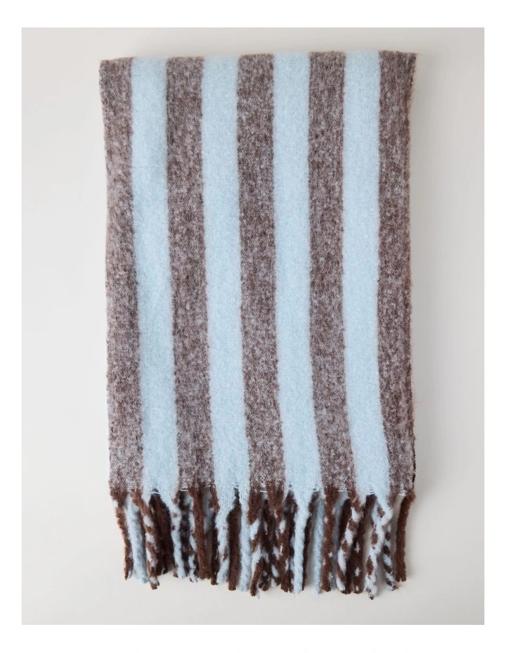 Faux Mohair Stripe Throw in Baby Blue image 1