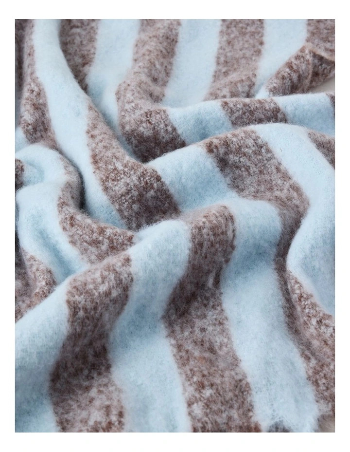 Faux Mohair Stripe Throw in Baby Blue image 3