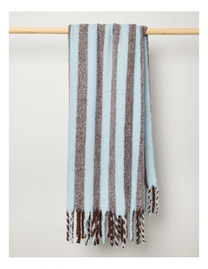 Faux Mohair Stripe Throw in Baby Blue image 4