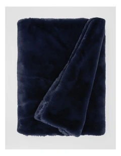 Amelie Faux Fur Throw in Dark Blue