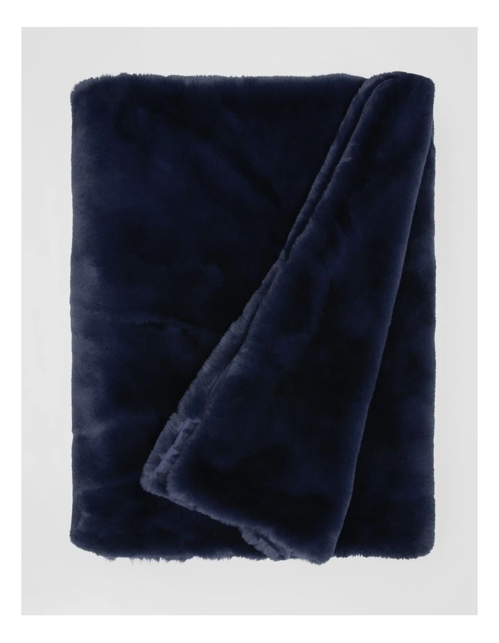 Amelie Faux Fur Throw in Dark Blue image 1