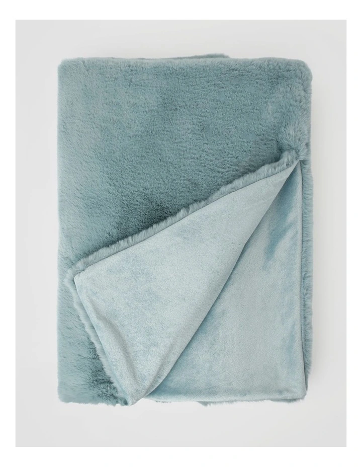 Amelie Faux Fur Throw in Duck Egg image 1