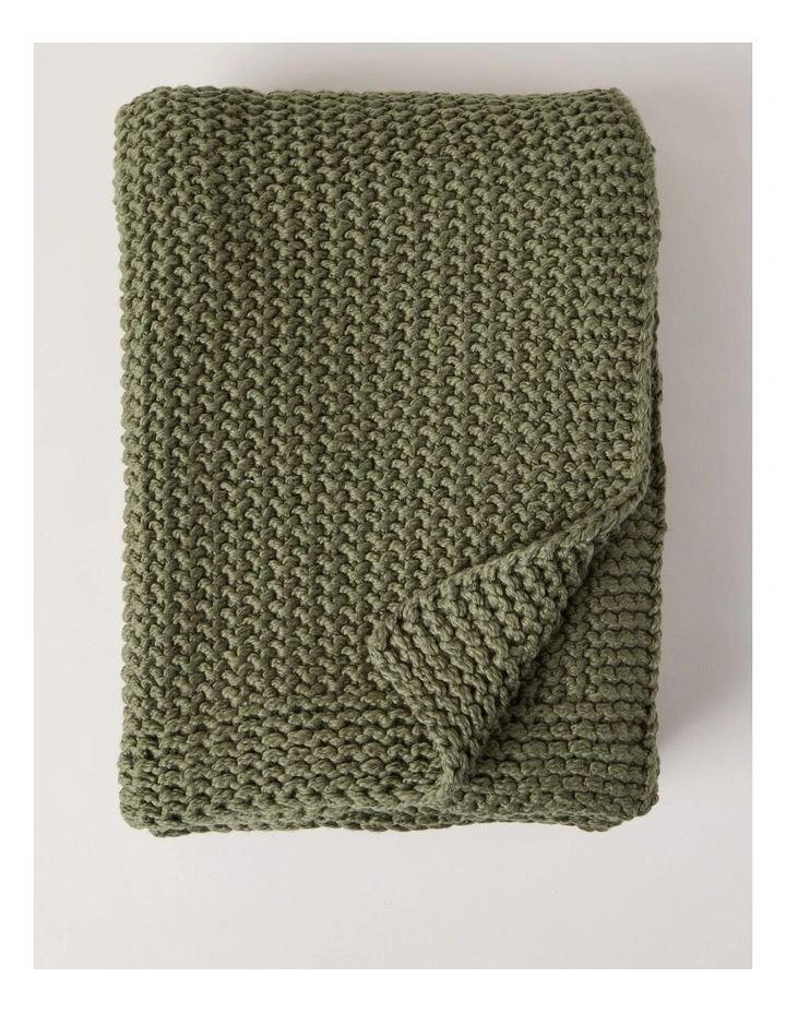 Norwood Knitted Throw in Olive image 1