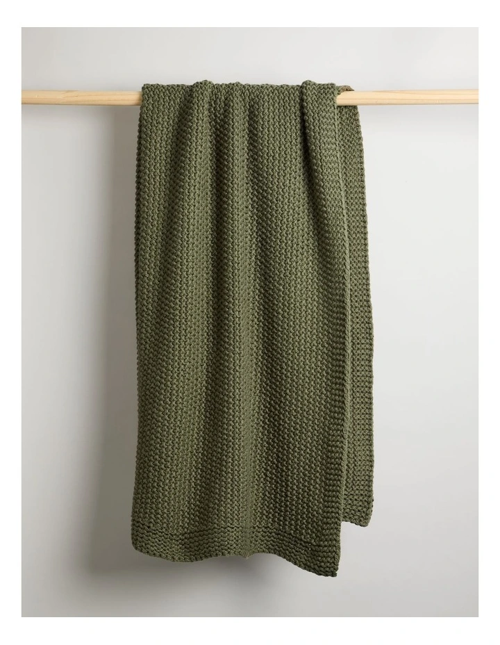 Norwood Knitted Throw in Olive image 3