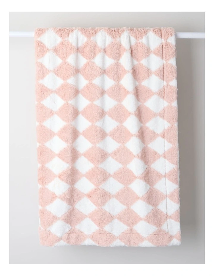 Diamonds Faux Fur Throw in Pink image 1