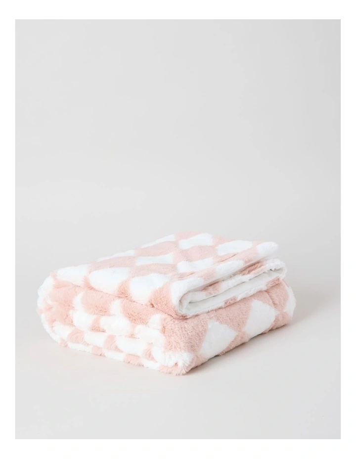 Diamonds Faux Fur Throw in Pink image 2