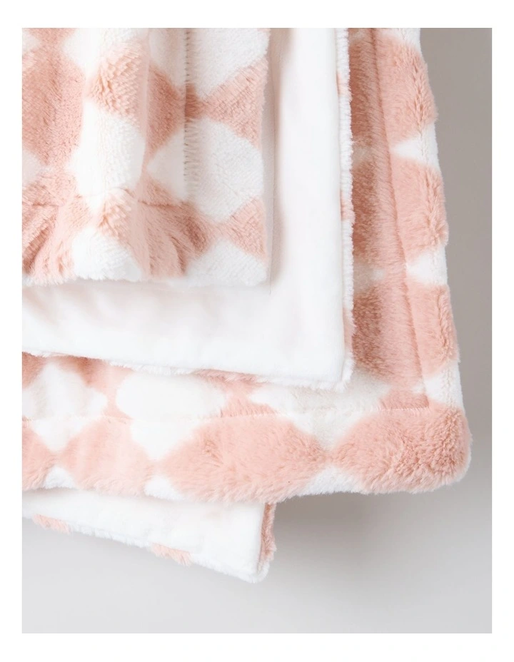 Diamonds Faux Fur Throw in Pink image 3