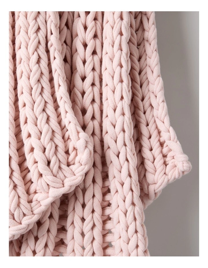 Chunky Knit Throw in Pink image 3