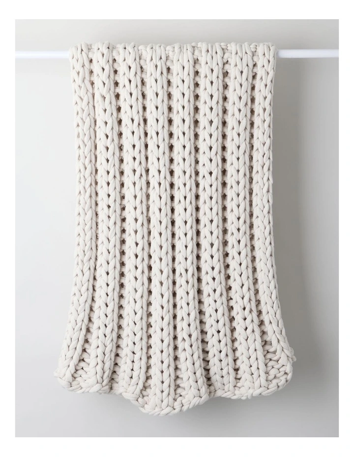 Chunky Knit Throw in Natural image 1