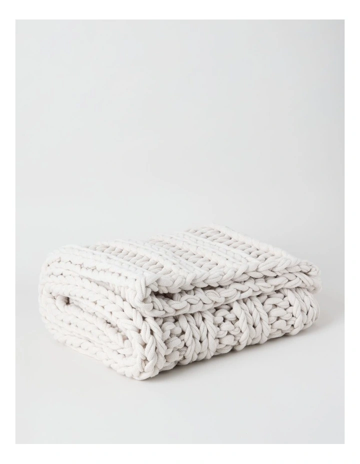 Chunky Knit Throw in Natural image 2