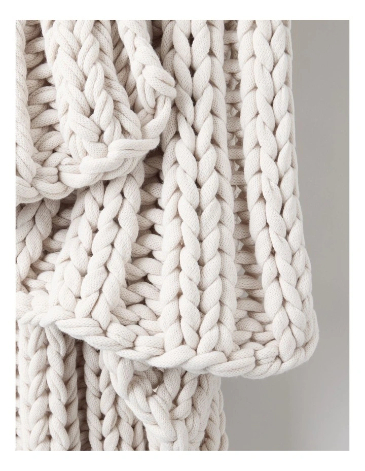Chunky Knit Throw in Natural image 3