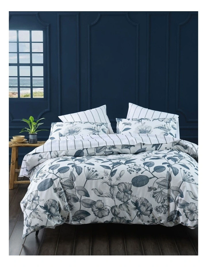 Pure Botanical Quilt Cover Set in Bluestone image 1