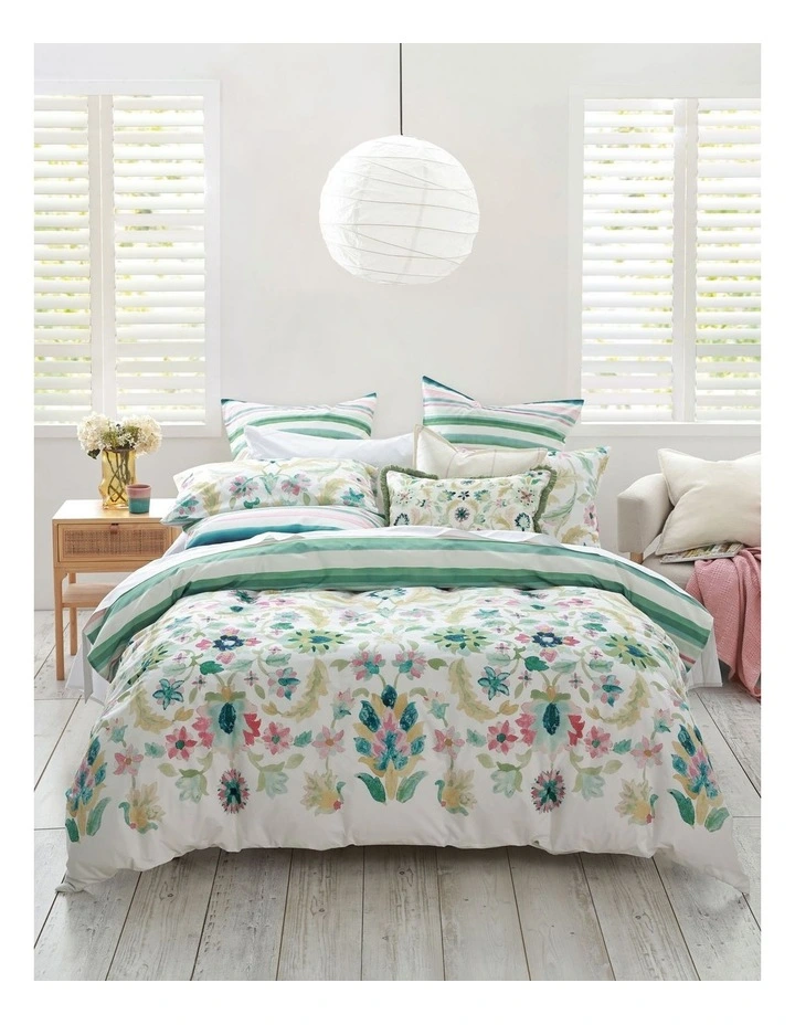Freya Cotton Percale Quilt Cover Set In Multi image 1