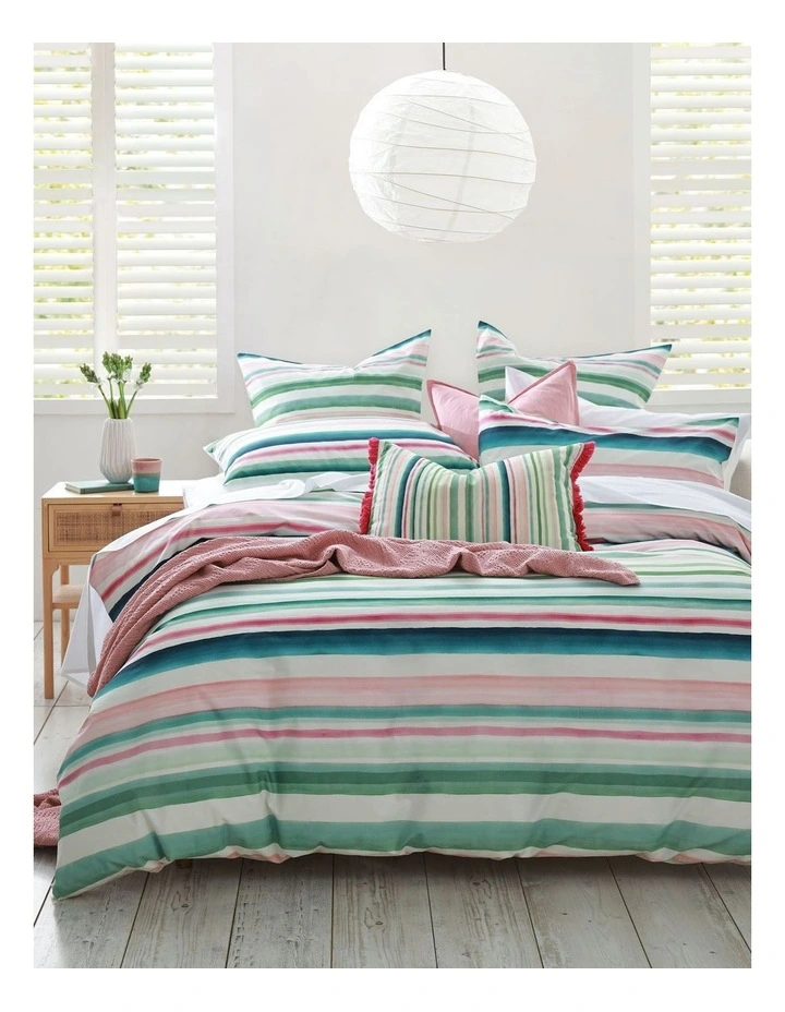 Freya Cotton Percale Quilt Cover Set In Multi image 2