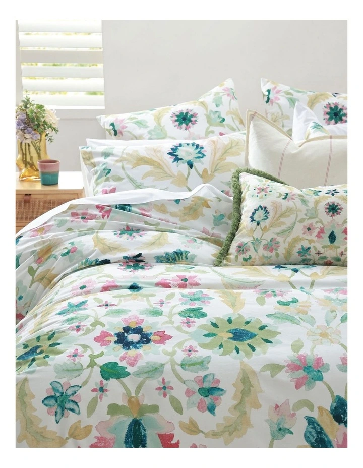 Freya Cotton Percale Quilt Cover Set In Multi image 3