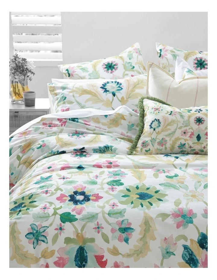 Freya Cotton Percale Quilt Cover Set In Multi image 3